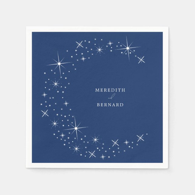 Guardanapo De Papel Marinho Azul Celestial Elegante Casamento Azul Nap (Frente)