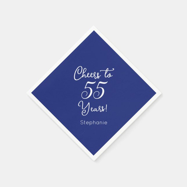 Guardanapo De Papel Marinho Azul Cheers para 55 anos 55 anos aniversár (Canto)