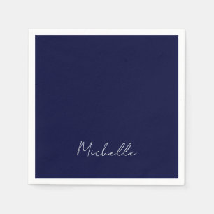 Guardanapo De Papel Marinho Azul Cor Simples Cláusula do Nome Próprio 