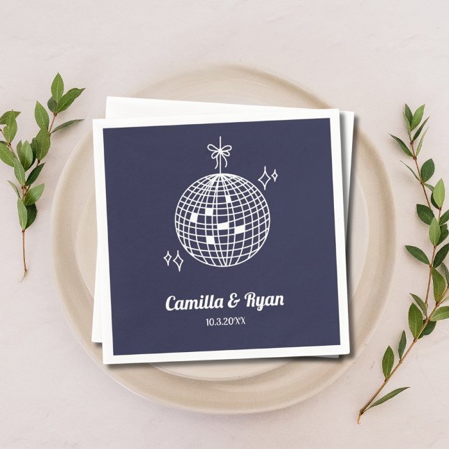 Guardanapo De Papel Marinho Azul Descodificador  Decor Napkins (Retro Navy Blue Disco Wedding Decor Napkins
)