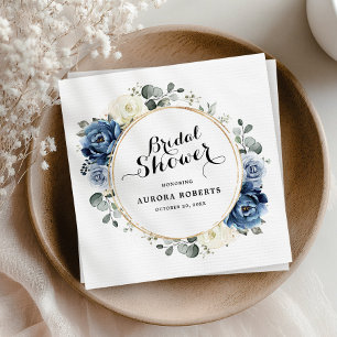 Guardanapo De Papel Marinho Azul Dusty Champagne Chá de panela de marf