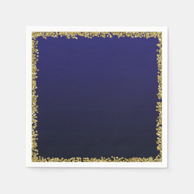Guardanapo De Papel Marinho Azul Fragmentado Dourado Glitter Glam Spar (Frente)