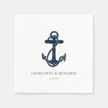 Marinho Azul Náutico Anchor Papel Casado Costeiro