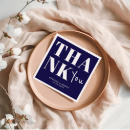 Guardanapo De Papel Marinho Azul Negrito Minimalista Obrigado Casament