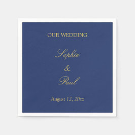 Guardanapo De Papel Marinho Azul Ouro Beige Weding Napkins