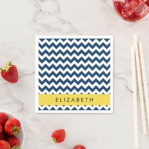 Guardanapo De Papel Marinho Azul Zigzag, Marinho Blue Chevron, Seu Nom