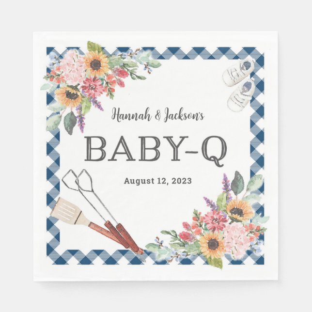 Guardanapo De Papel Marinho Baby-Q Chá Personalizado Napkins (Frente)