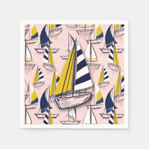 Guardanapo De Papel Marinho - Barcos Marinhos Amarelos Amarelos no Mar