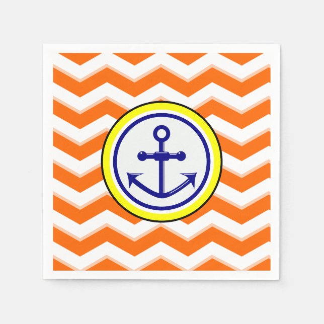 Guardanapo De Papel Marinho Blue Chevron Anchor Narrow Black Roundel (Frente)