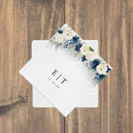 Guardanapo De Papel Marinho Blue e White Roses Casando Napkins