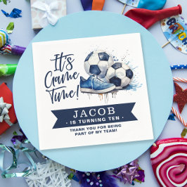 Guardanapo De Papel Marinho Blue Soccer Kids Watercolor