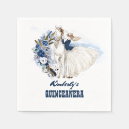 Guardanapo De Papel Marinho Blue Western Cowgirl e Horse Quinceanera