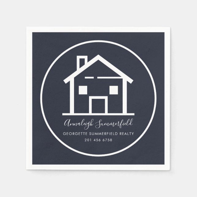 Guardanapo De Papel Marinho Branco Real Estate Blue Business Paper (Frente)