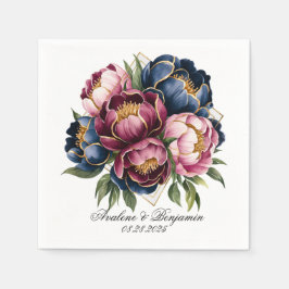 Guardanapo De Papel Marinho Burgundy Blush Pink Peony Casamento