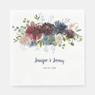 Guardanapo De Papel Marinho Burgundy Rosa Dourada Greenery Casamento