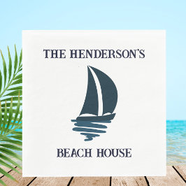 Guardanapo De Papel Marinho Chic Blue Yacht Family Name Beach House