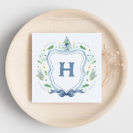 Guardanapo De Papel Marinho Chinoiserie Crest Monograma Napkin