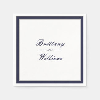 Guardanapo De Papel Marinho Clássico, Cinza Azul, Noiva e Groom Napkin