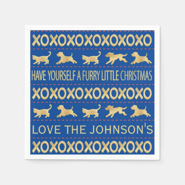 Guardanapo De Papel Marinho de Furto de Natal e Dourado (Frente)