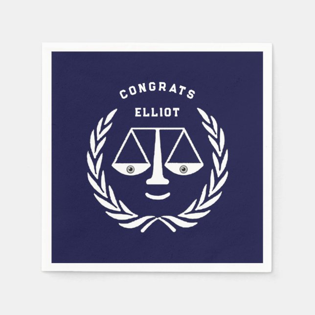 Guardanapo De Papel Marinho de Graduação da Faculdade de Direito Azul (Frente)