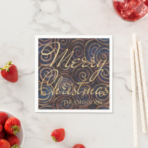 Guardanapo De Papel Marinho de Natal e Dourado