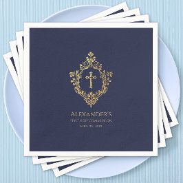 Guardanapo De Papel Marinho de primeira comuna Blue Dourado Crest