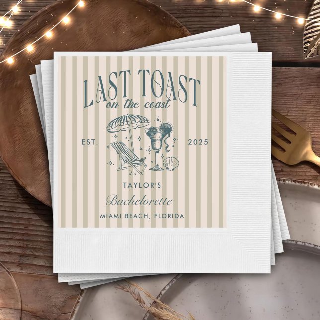 Guardanapo De Papel Marinho do Coquetel da Bachelorette Costeira (Criador carregado)