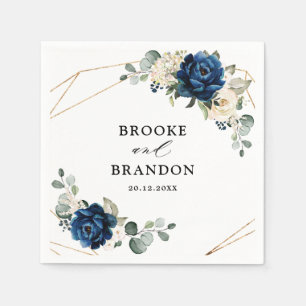 Guardanapo De Papel Marinho Dourado Champanhe Branco Casamento Geomét