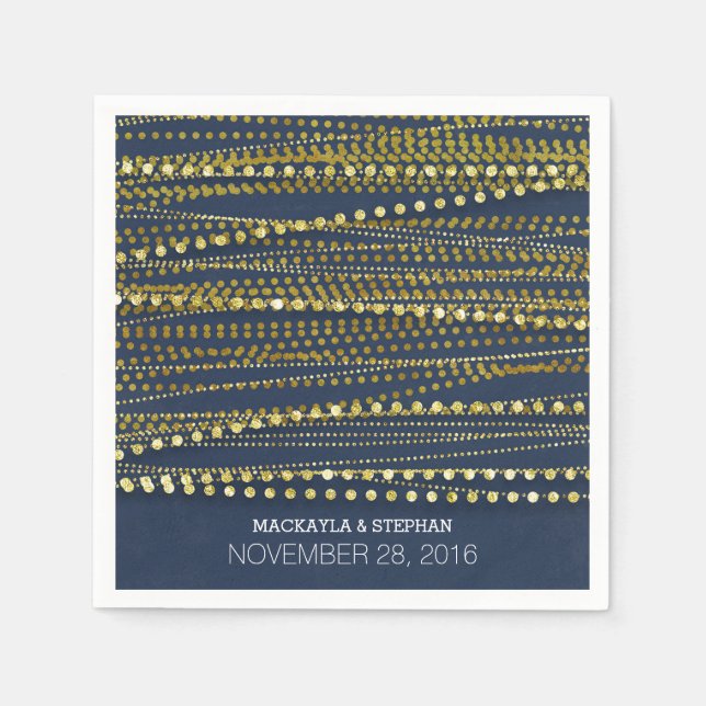 Guardanapo De Papel Marinho e Casamento Dourado (Frente)