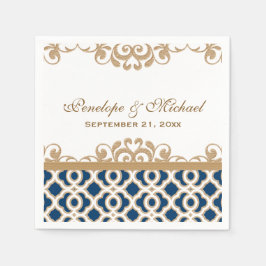 Guardanapo De Papel Marinho e casamento Dourado marroquino