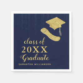 Guardanapo De Papel Marinho Elegante Blue Dourado Classe 2023 Graduaçã