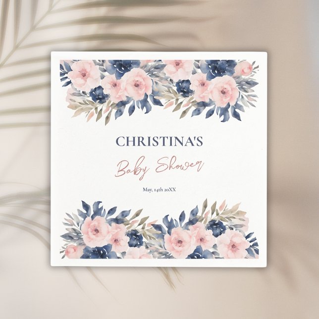 Guardanapo De Papel Marinho Elegante Chá de fraldas azul esbranquiçado (Criador carregado)