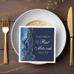Guardanapo De Papel Marinho Elegante, Festa de Bat Mitzvah, Gato Azul<br><div class="desc">Azul-marinho e ouro elegantes enfeitam o lado deste moderno guardanapo do partido Bat Mitzvah. O nome da sua filha está escrito em um belo roteiro formal sob a Estrela de David. Perfeito para uma família judaica na moda que comemora uma garota sendo chamada para a Torá.</div>