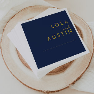 Guardanapo De Papel Marinho mínimo moderno azul Casamento Dourado d