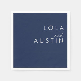 Guardanapo De Papel Marinho mínimo moderno azul   Silver Wedding