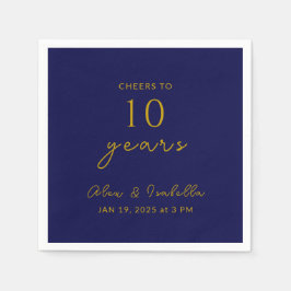 Guardanapo De Papel Marinho moderno Dourado 10º Festa de Aniversário d