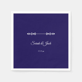 Guardanapo De Papel Marinho Moderno e Casamento Branco