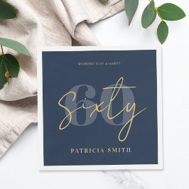 Guardanapo De Papel Marinho moderno Elegante 60º aniversário