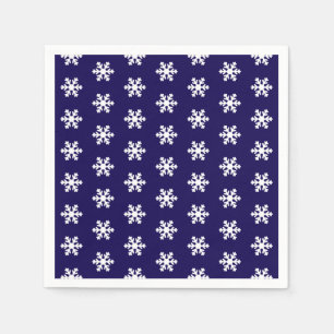 Guardanapo De Papel Marinho Padrão Floco de Neve Azul e Branco Inverno