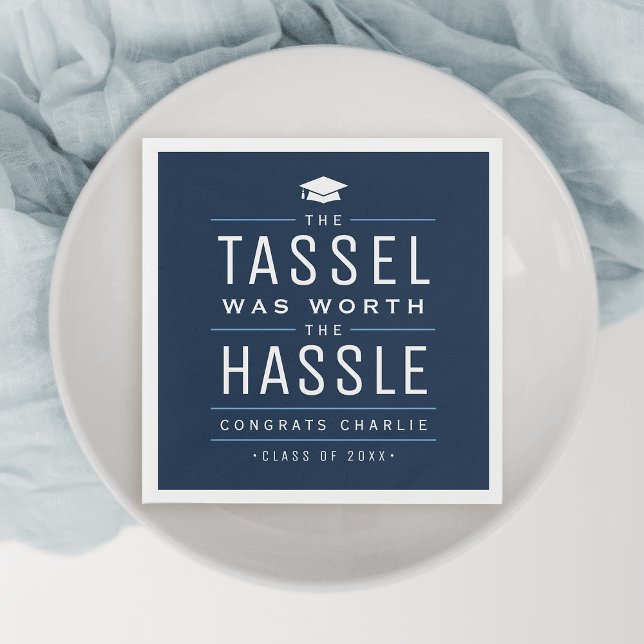 Guardanapo De Papel Marinho que valeu a pena a mágica graduação (Navy the tassel was worth the hassle Graduation Napkins)