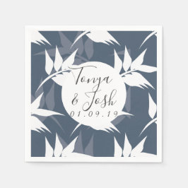 Guardanapo De Papel Marinho Silohuette Tropical Leaf Pattern