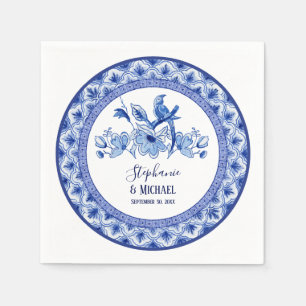 Guardanapo De Papel Marinho Vintage Bird Chinoiserie Chá de panela Fl