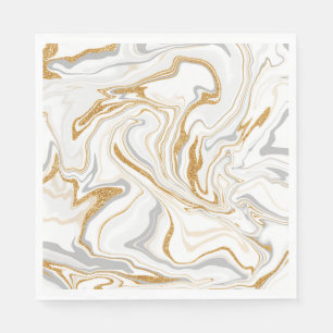 Guardanapo De Papel Mármore Branco, Dourado e Cinza, Como Rochas, Art