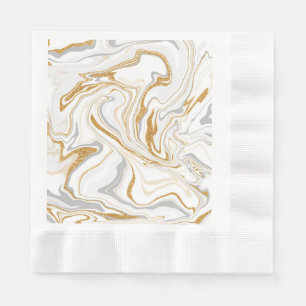 Guardanapo De Papel Mármore Branco, Dourado e Cinza, Como Rochas, Art