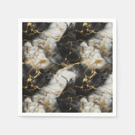 Guardanapo De Papel Mármore branco, Dourado e negro de luxo elegante