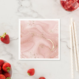 Guardanapo De Papel Mármore Rosa Bege com Glitter Dourado Padrão Abstr