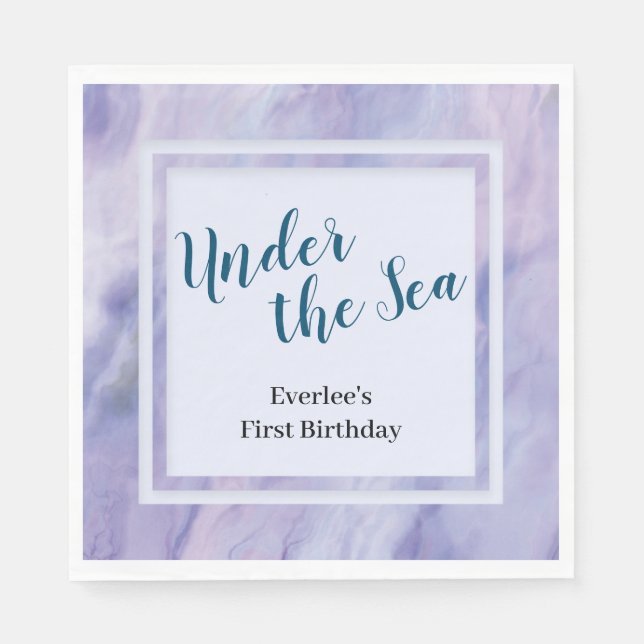 Guardanapo De Papel Mármore Roxo Sob O Mar (Frente)