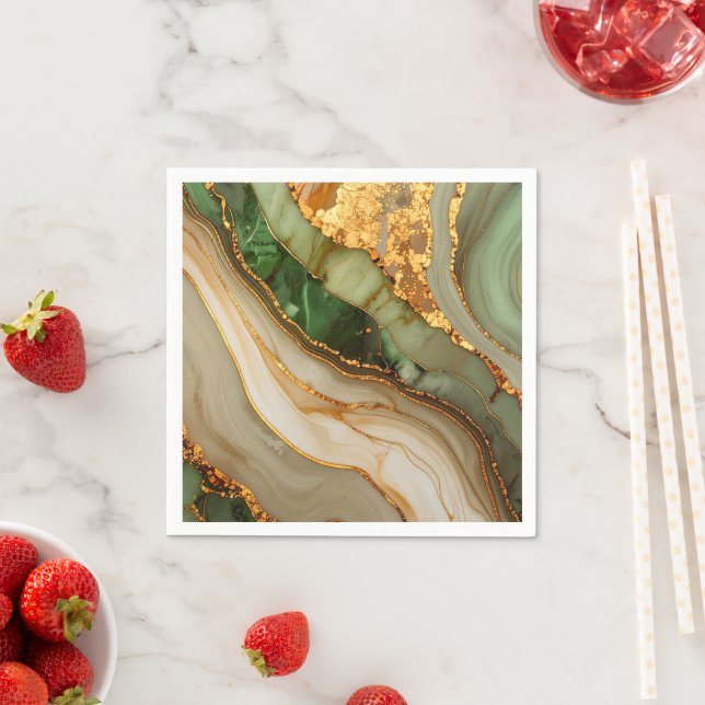 Guardanapo De Papel Mármore Verde e Dourado  (Insitu)