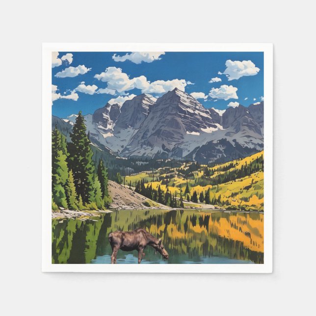 Guardanapo De Papel Maroon Bells Paper Napkin (Frente)
