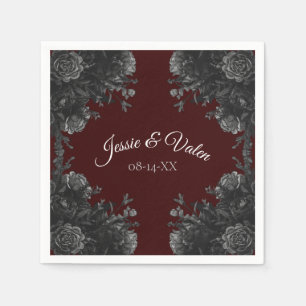 Guardanapo De Papel Maroon Black Cinza Rosa Gothic Weding